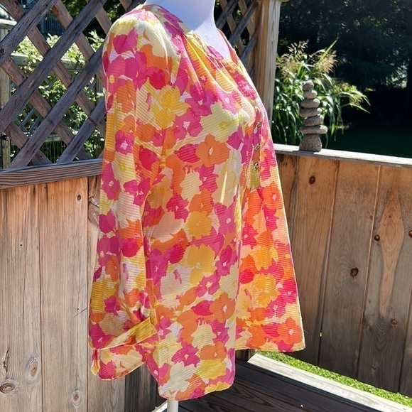 Hearts of Palm Watercolor Pansies Top Size 14 - Picture 2 of 8